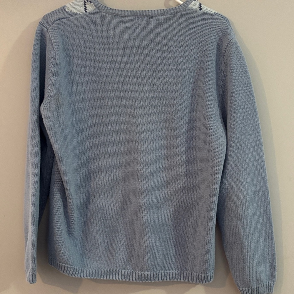 Izod Pastel Blue Argyle V-Neck Sweater with Cream & Navy Accents - Picture 3 of 3
